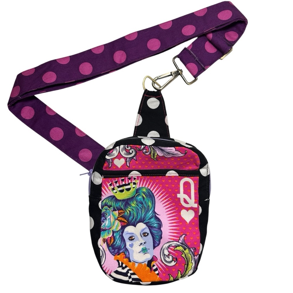 Handmade Tula Pink "Red Queen in a Daydream" Crossbody Bag